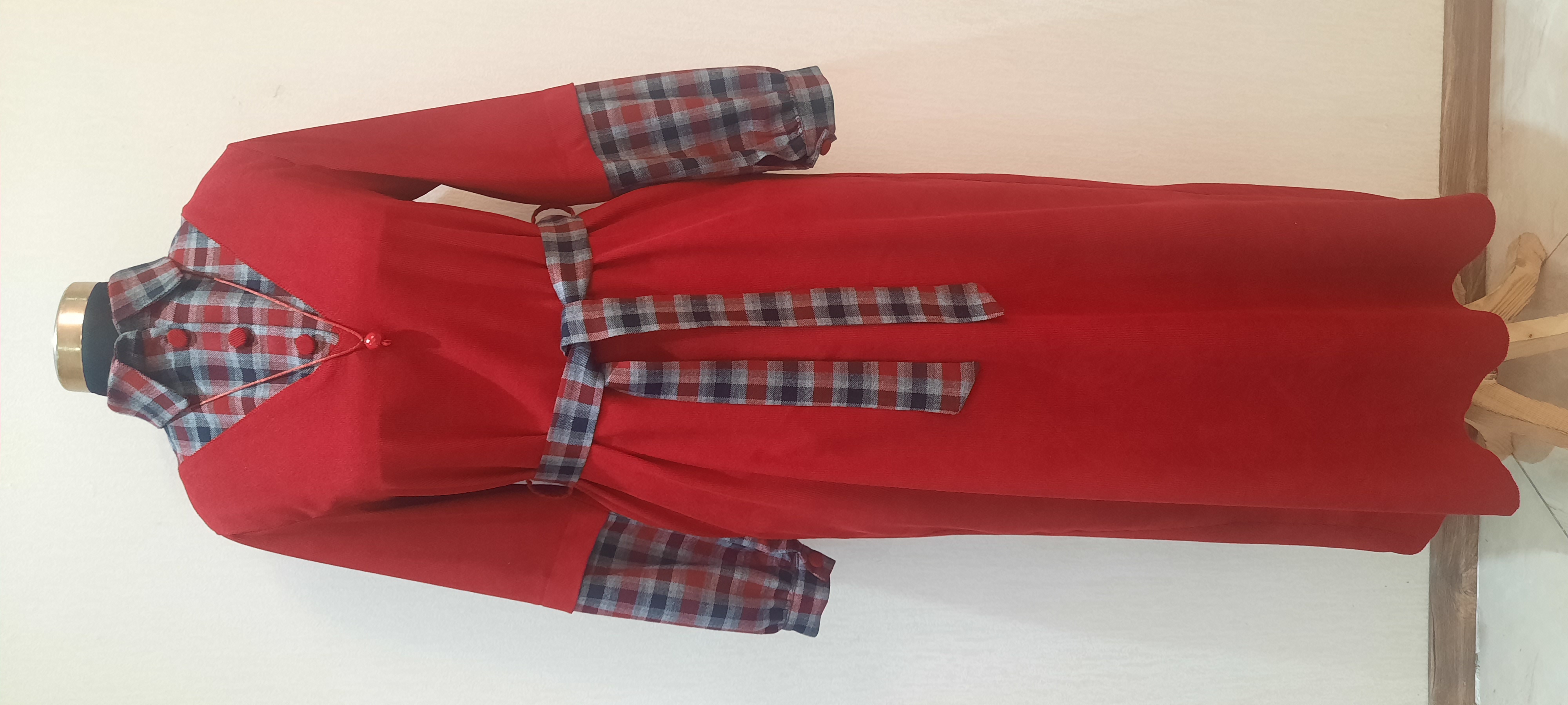 پیراهن عبایی مخمل کبریتی دخترانه مهمیس ، مدل آذرنام