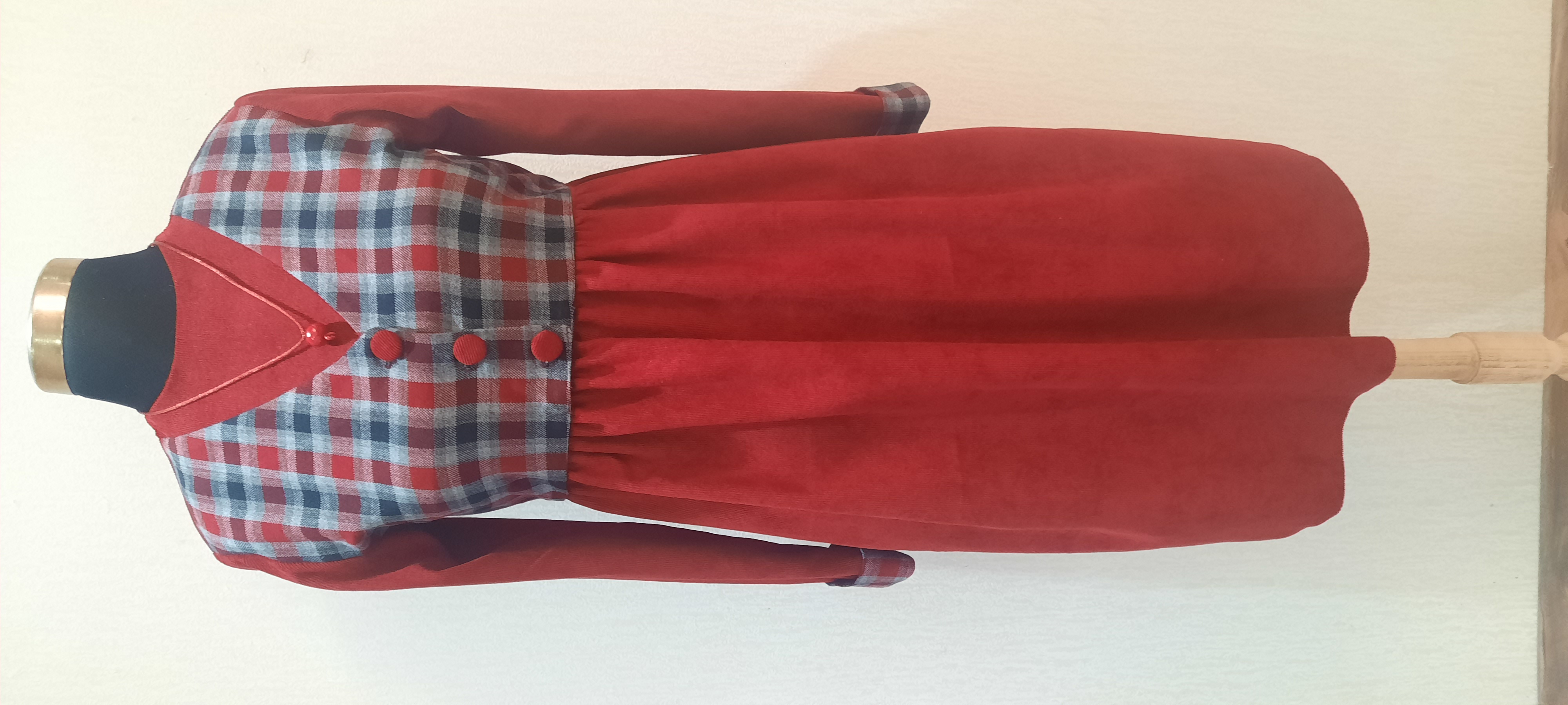 پیراهن مخمل کبریتی دخترانه جلیقه متصل مهمیس، مدل آذرناز