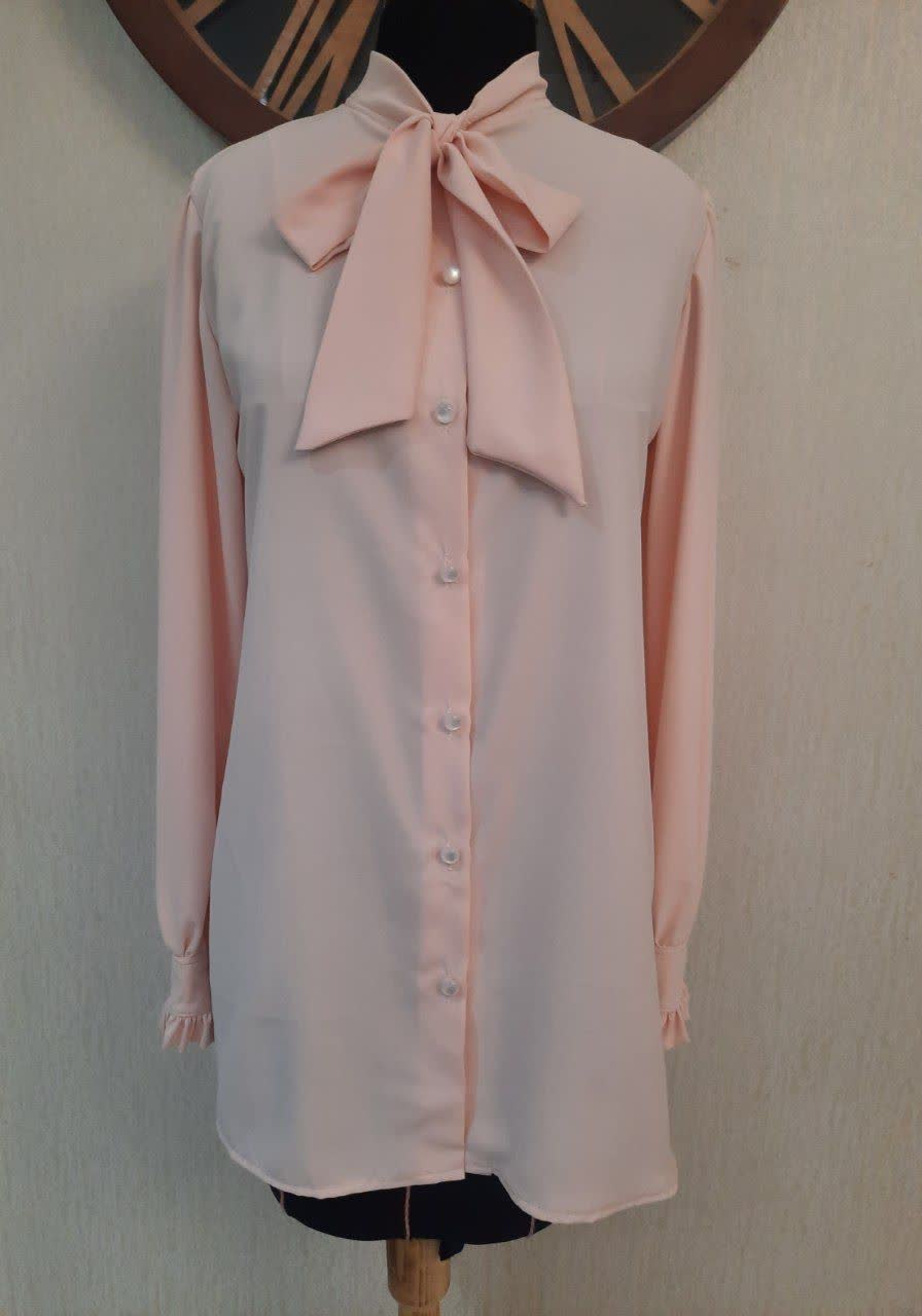 شومیز کرپ الیزه یقه کراواتی دخترانه مهمیس، مدل یاسمن