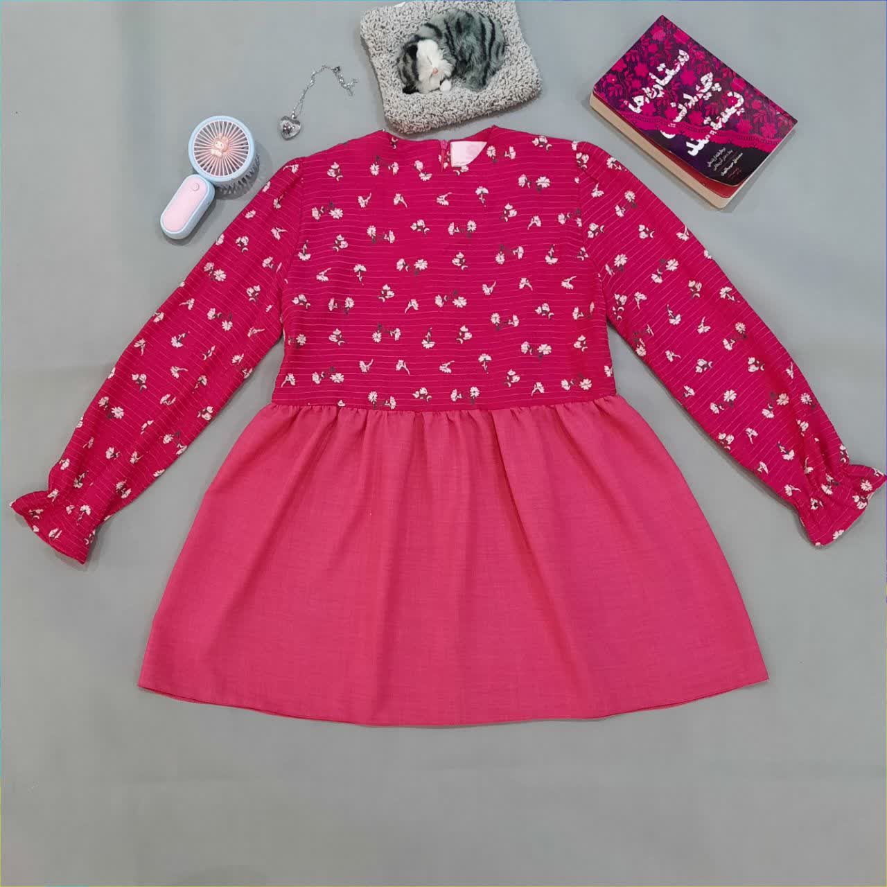 تونیک گلدار چین دار لینن شانتون اعلا مهمیس مدل پرستو