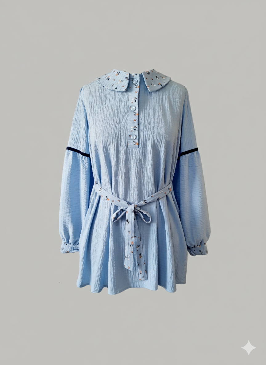 تونیک جیب دار آبی یخی دخترانه مهمیس مدل باران